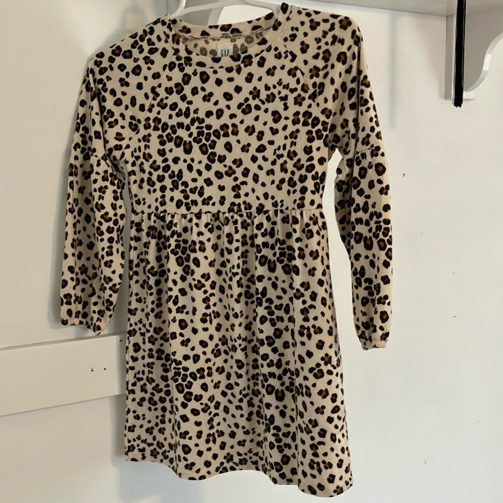Gap kids Leopard Print Long Sleeve Dress